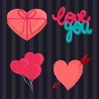 love you lettering icons vector