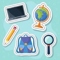 school sticker icons vector