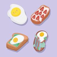 icons tasty breakfast cute vector