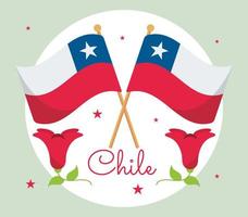 chile flags and flower vector