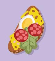 breakfast pepperoni and egg vector