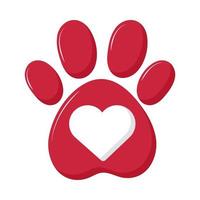 heart inside pet paw vector