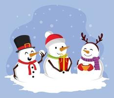 snowman christmas season vector