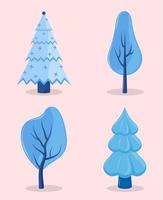 iconos árboles de invierno vector