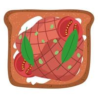 bread ham and tomatoes vector