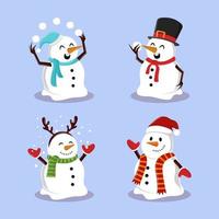 lindos iconos de muñeco de nieve vector