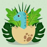 dinosaur in egg shell cartoon vector