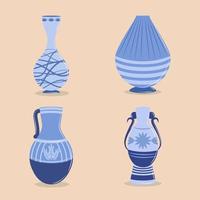 different pottery vase vector