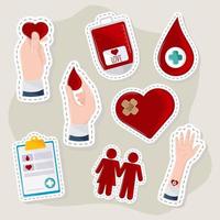 donate blood stickers vector