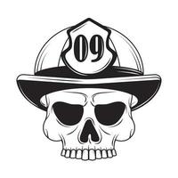 firefighter skull with helmet vector