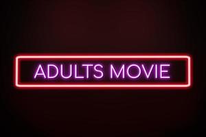 banner de neón de película para adultos. foto