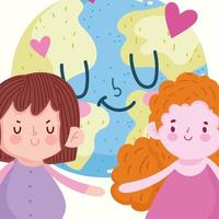 cute childrens and world vector