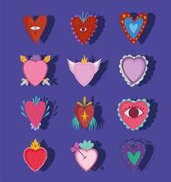 icons set of hearts vector