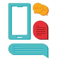 icons phone talk bubbles vector