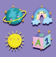 cute planet rainbow vector