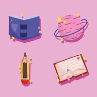 books and pencil vector