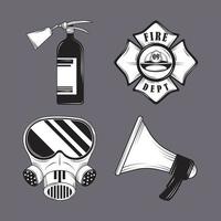 set firefighter equipment vector