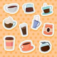 set of stickers coffee vector