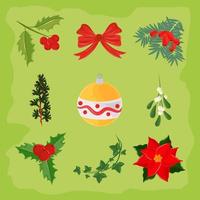 christmas mistletoe icons vector