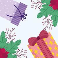 christmas gifts and mistletoe vector