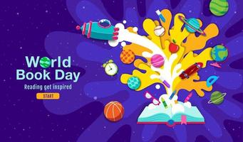 World book day, reading Imagination, back to school, template banner vector
