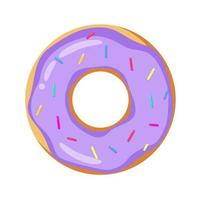 Donut with icing, isolated color icon on white background. Simple icon of fast food, dessert for cafes, restaurants, shops. Delicious sweet pastries. Fast Food Symbol vector