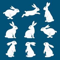 Bunny rabbit paper cuts style vector illustration.