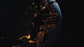 International Space Station in outer space over the planet Earth orbit video