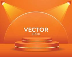 Orange podium and minimal abstract background for Eccomerce, 3d rendering geometric shape, Stage for awards on website in modern. Display for bussiness vector