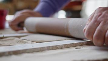 Working in a Ceramic Workshop Close up detail video