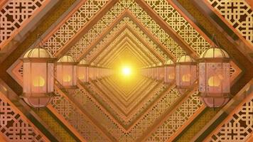 lanternas de ouro árabe com loop de fundo padrão video