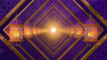 ARABIC PURPLE LANTERNS WITH PATTERN BACKGROUND LOOP video