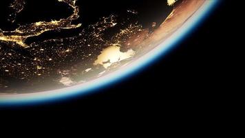 ruimte, zon en planeet aarde 's nachts video