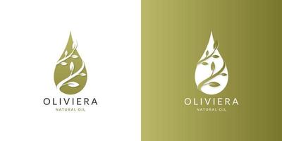 aceite de oliva, gota, gota de agua con flor, hoja, vector de diseño de logotipo de hojas