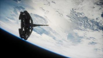 futuristic Space satellite orbiting the earth video