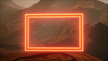 Neon Portal on Mars Planet Surface With Dust Blowing video