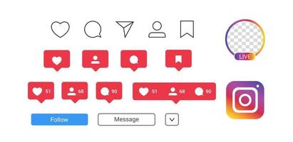 Instagram Interface Icons set vector