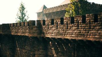 old castle walls at the sunset video