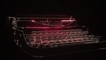 holograma de máquina de escribir retro en la oscuridad