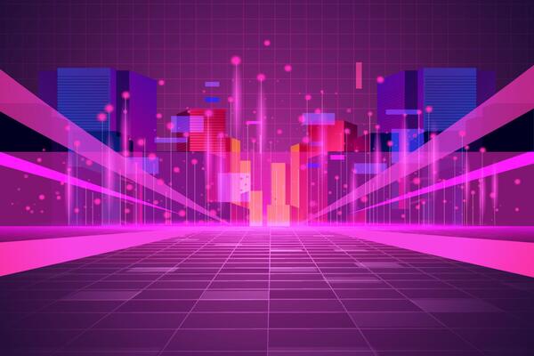 metaverse purple technology background template