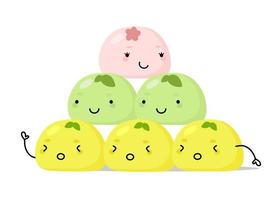 Mochi character design. Japanese cartoon desserts. vector illustration in a flat style.