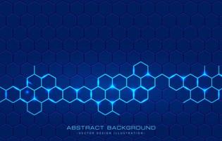 blue technology background with hexagonal glowing pattern vector