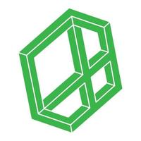 Impossible shapes. Optical illusion logo. Sacred geometry figures. Abstract eternal geometric objects. Impossible endless outline. Optical art. Impossible geometry shape on a white background. vector