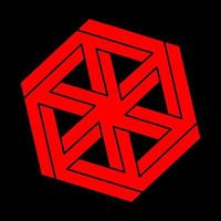 Impossible shapes. Optical illusion. Sacred geometry figures. Abstract eternal geometric object. Impossible endless outline logo. Optical art. Impossible geometry shape on a black background. vector