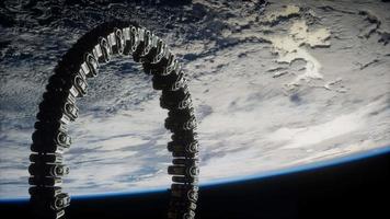 space satellite orbiting the earth Elements of this image furnished by NASA video