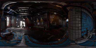 VR360-Ansicht einer verlassenen öffentlichen Toilette video