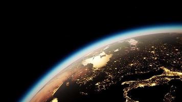 ruimte, zon en planeet aarde 's nachts video