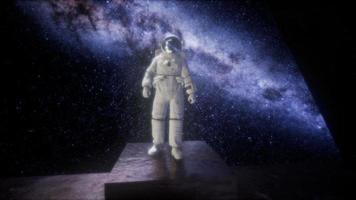 astronaut on space base in deep space video