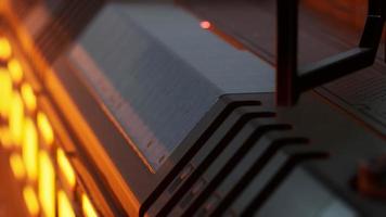 fondo de movimiento futurista o superficie cibernética con metal y luces