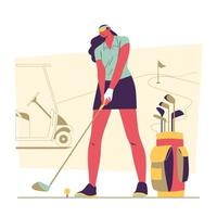 concepto de golfista femenina vector